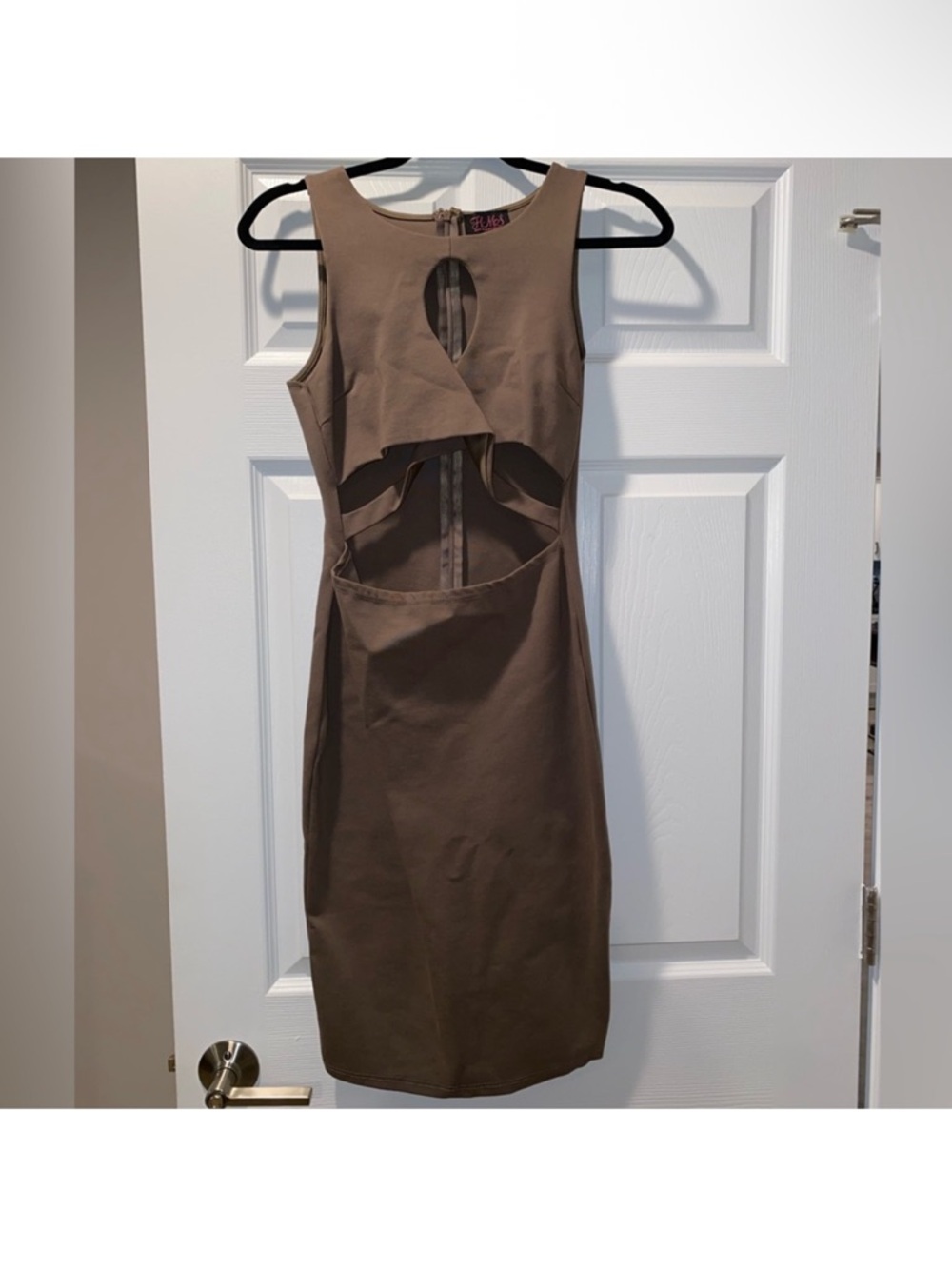 Hot Miami Styles Taupe Cutout Mini Dress